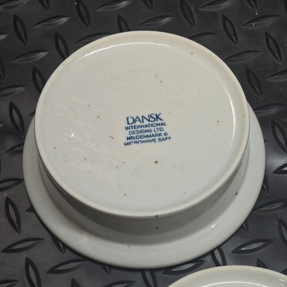 Dansk International Designs Denmark Blue Rim Cream Ramekins Set of 5 Small Bowls - Picture 10 of 13